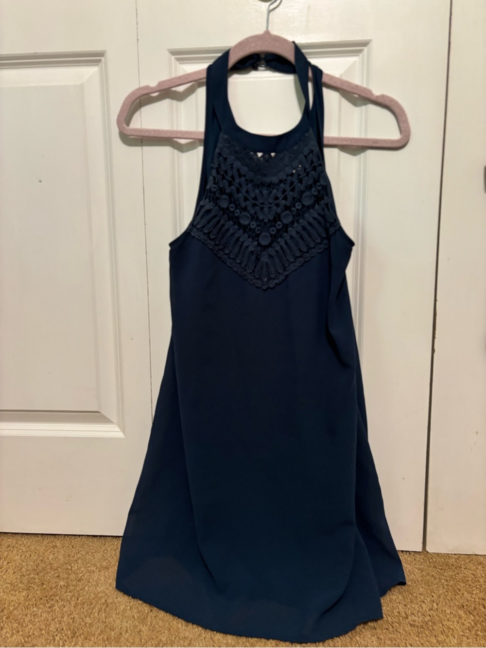 NWOT Altard State Deep Navy Crochet Halter Dress